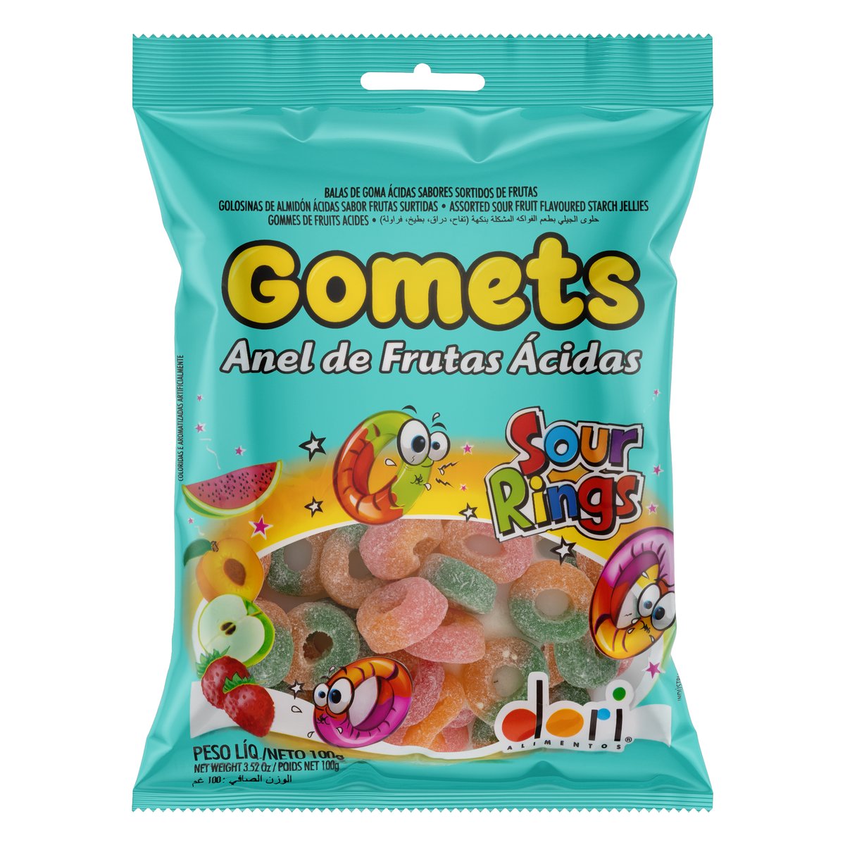 Bala de Goma Dori Gomets Anel Frutas Ácidas 100g