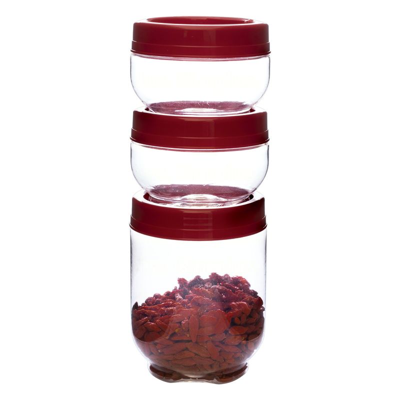 Kit Organizador de Plástico Vermelho P 155ml, 155ml e 380ml Gire e