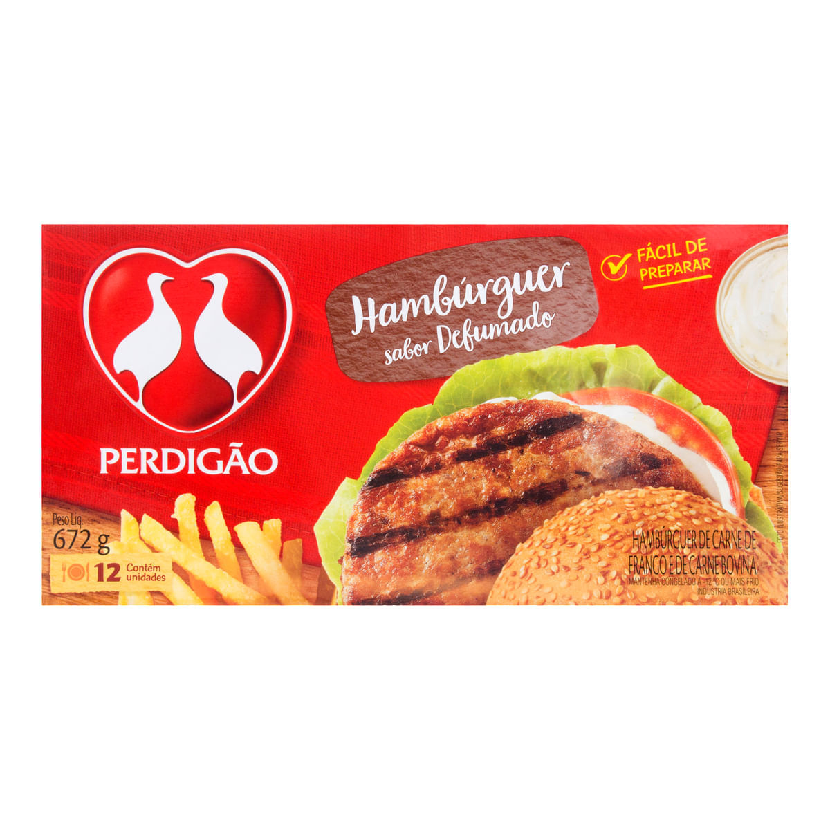 Hambúrguer Sabor Defumado Perdigão Caixa 672g 12 Unidades