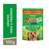 Ração Úmida para Cachorros Adultos Raças Pequenos Sabor Carne ao Molho Dog Chow Purina Sachê 100g