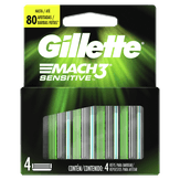 Kit Carga de Aparelho para Barbear Mach3 Sensitive Gillette Cartela 4 Unidades