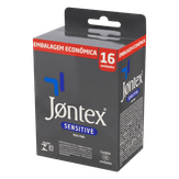 Preservativo Masculino Lubrificado Sensitive Mais Fino Jontex Pack 16 Unidades Embalagem Econômica