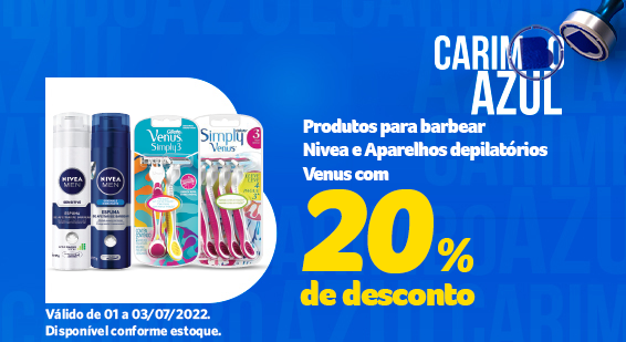 Carimbo Azul - Nivea Barbear e Depilatorios Venus com 20% de desconto