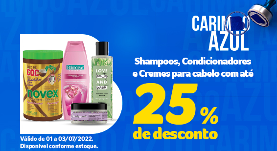 Carimbo Azul - Shampoos, Codicionadores e Cremes para Cabelo com até 25% de desconto